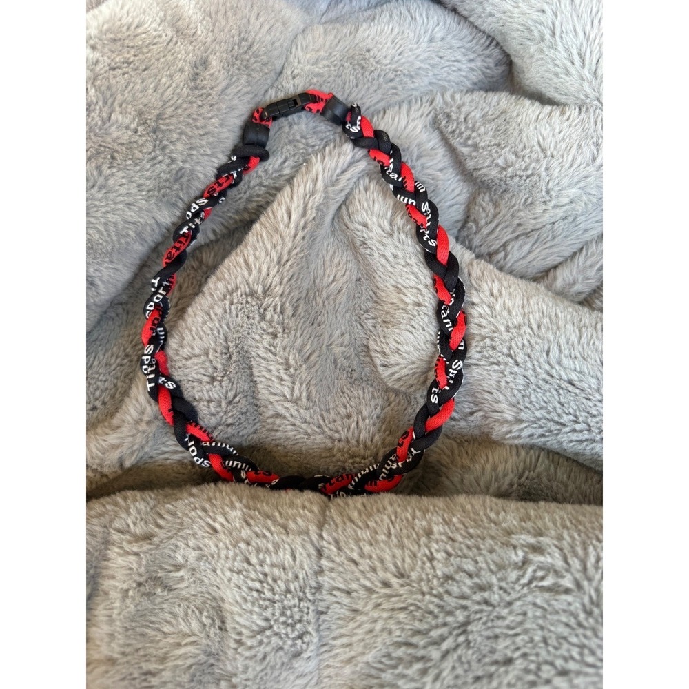 Titan Sports Braided Titanium Necklace Red Black Baseball Softball Tornado Rope